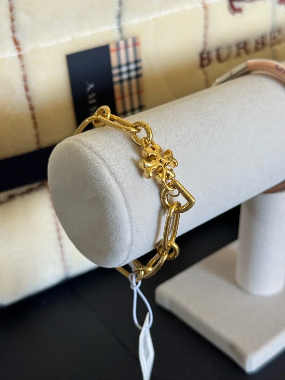 New Tory Burch Roxanne Gold Tone Logo Bracelet